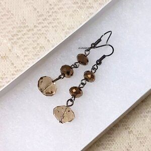 NEW Handcrafted Tan Brown Beads Drop Earrings Women Fashion Jewelry Gifts